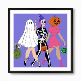 Three Halloween Witches Art Print