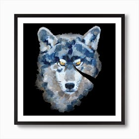 Angry Silver Wolf With A Scar Art Print