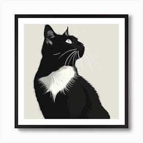 Black And White Cat Art Print