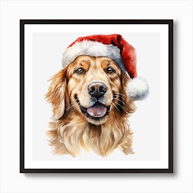 Golden Retriever Santa Hat 2 Art Print