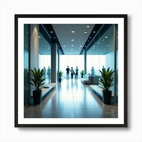 Flux Dev A Long Sleek And Modern Office Hallway Stretching Int 1 Poster