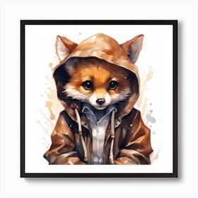 Watercolour Cartoon Sable In A Hoodie 1 Art Print