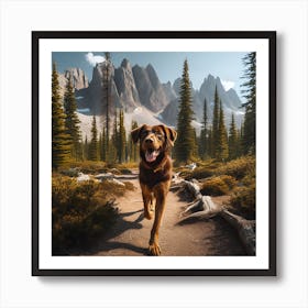 Dog in Woods Art Print