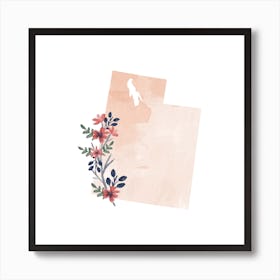 Utah Watercolor Floral State Art Print