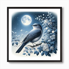 Bird In The Moonlight Art Print