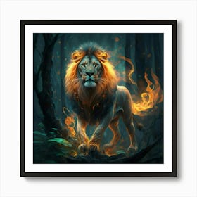 Lion In The Forest Art Print