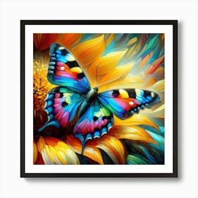 Butterfly On Sunflower 2 Art Print