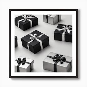 Black And Silver Gift Boxes Art Print