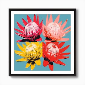 Andy Warhol Style Pop Art Flowers Protea 1 Square Art Print