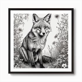 A fox in the meadow Art Print