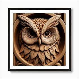 Owl Carving 2 Art Print