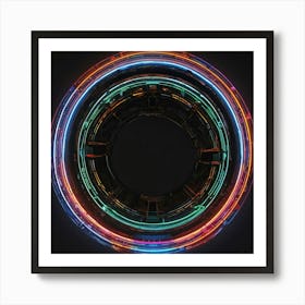 A Synthography Style Circular Portal Neonblack Background By Jacob Lawrence And Francis Picabia P 923275834 (2) Art Print