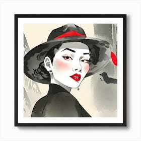 The Siren's Crimson Whisper Art Print