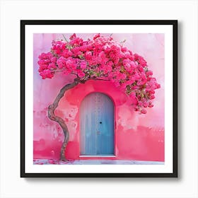 Pink Tree In Front Of House Art Print