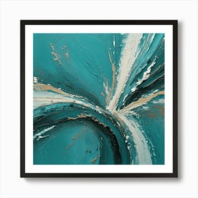 Teal & Gold Abstract 2 Art Print