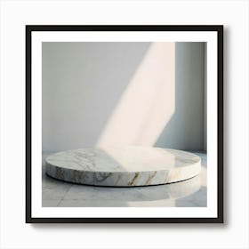 Round Marble Table In A Room Art Print