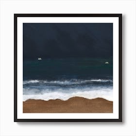 Night Beach Square Art Print