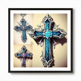 Cross Tattoo Design Art Print