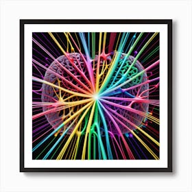 Brain With Colorful Rays Art Print