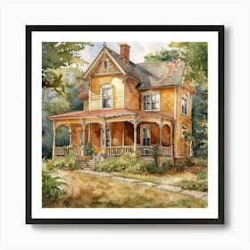 The Old Ranch Farmhouse Watercolor ~ Americana Vintage Wholesome Art Decor | Dreamy Idyllic Art Print