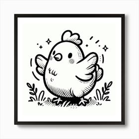 Line Art chicken 1 Art Print