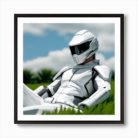 Robot Laying In The Grass 2 Art Print