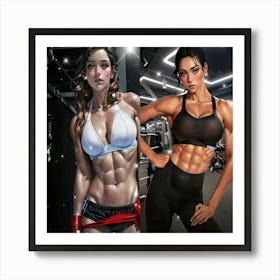 Two Women In A Gym Art Print