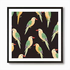 Birds On A Black Background Art Print