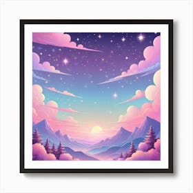 Sky With Twinkling Stars In Pastel Colors Square Composition 185 Art Print