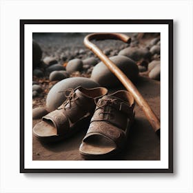 Sandals And Cane Art Print