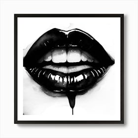 Black And White Lips Art Print