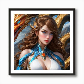 Dragon And A Girl jk Art Print