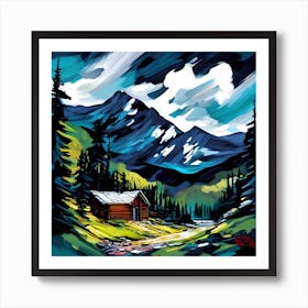Cabin In The Mountains 2 Art Print
