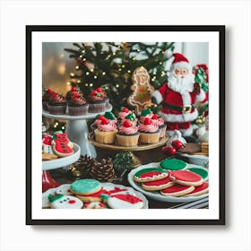 A Christmas Dessert Table With Chocolate 3j3bkrwyrespq9tbidtcvg Fdkwmj9 Qi Ldlw3l413rq Art Print