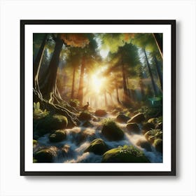 Waterfall In The Forest 15 Art Print