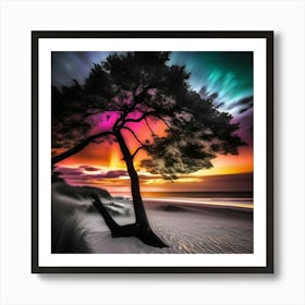 Lone Tree At Sunset Art Print