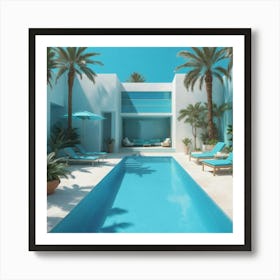 Cyan Oasis Bright Blue Swimming Pool Art Print Art Print 1 Art Print