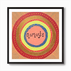 Namaste Yoga Orange Aesthetic Mandala Art Print