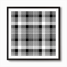 Black White Plaid Checked Seamless Pattern Art Print