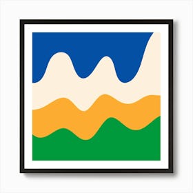 Abstract modern shapes green, blue, yellow Art Print