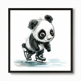 Panda Bear Skating Art Print