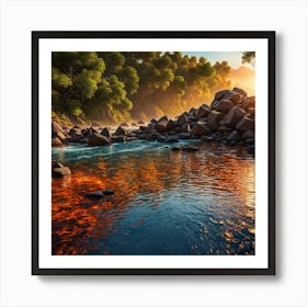 Sunset In The River Art Print