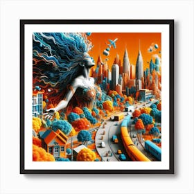 Cityscape - Digital Art Art Print