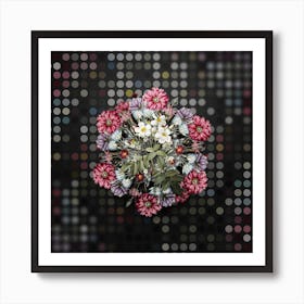 Vintage Musk Rose Flower Wreath on Dot Bokeh Pattern 1 Art Print