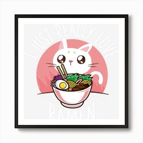 Love Ramen Japanese Noodles Kawaii Anime Cat Gifts Art Print