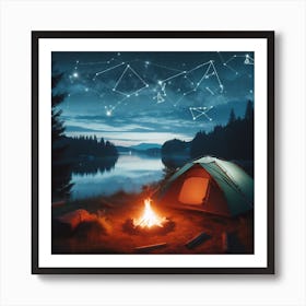 Campfire With Constellations 2 Art Print