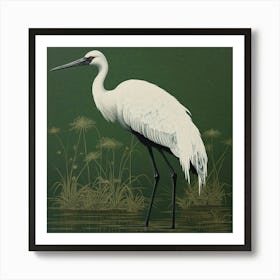 Ohara Koson Inspired Bird Painting Crane 4 Square Art Print