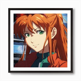 Anime Girl With Red Hair Art Print