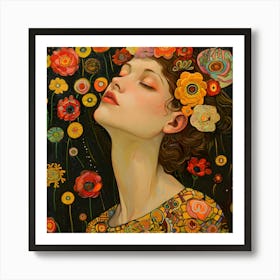 Floral Reverie: A Tribute to Klimt's Garden Art Print