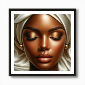 Black Woman With Gold Makeup 3 Art Print